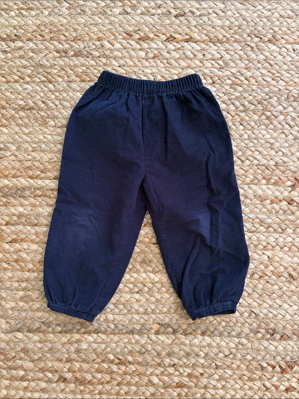 Little English boys navy blue corduroy banded pants, 18M